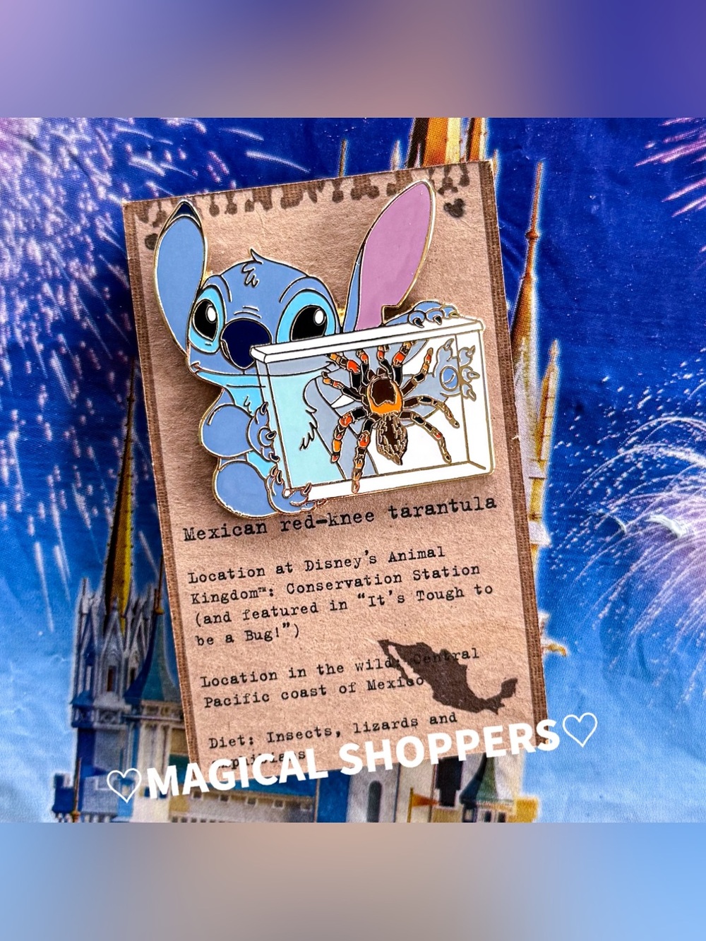 Disney Parks Animal Kingdom Theme Park Animals Mystery Pin Stitch & Tarantula